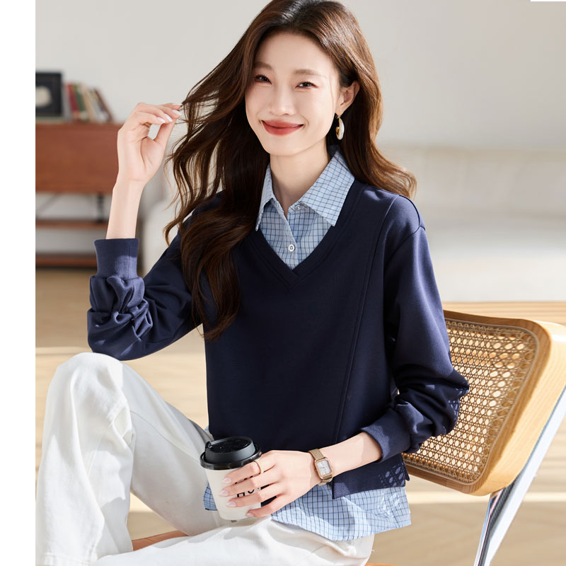 Autumn and winter plaid hoodie niche shirt for women