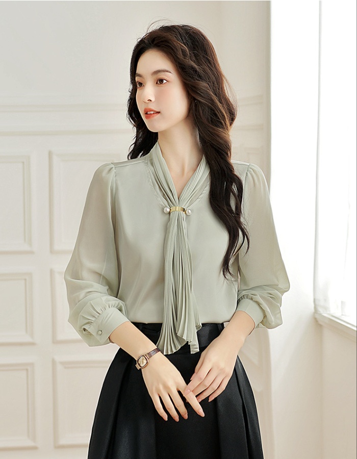 Retro commuting tops long sleeve tender shirt for women