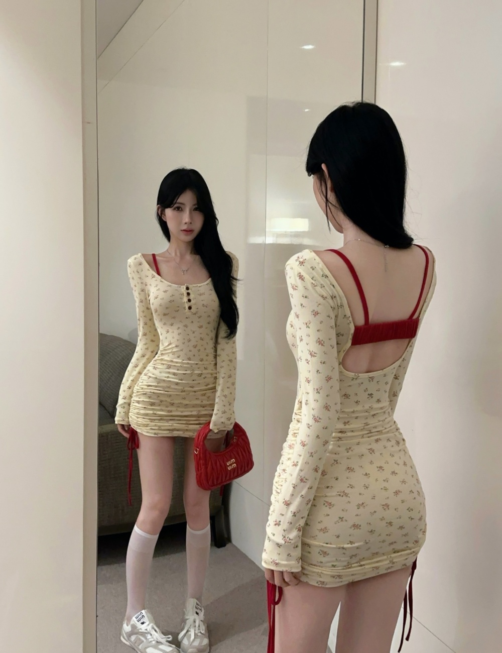 Fold fashion printing sexy slim elasticity dress for women