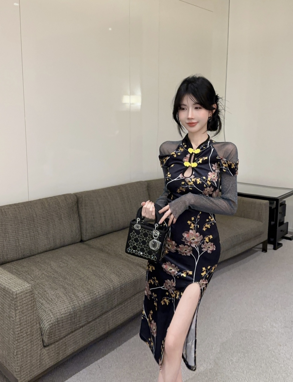 Chinese style dress long cheongsam for women