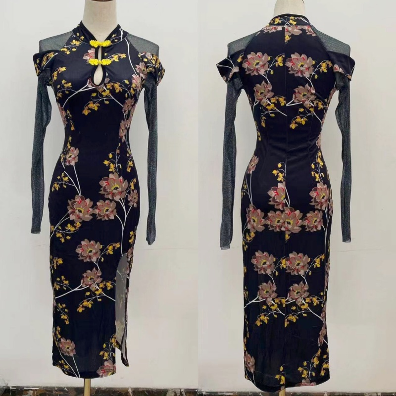 Chinese style dress long cheongsam for women