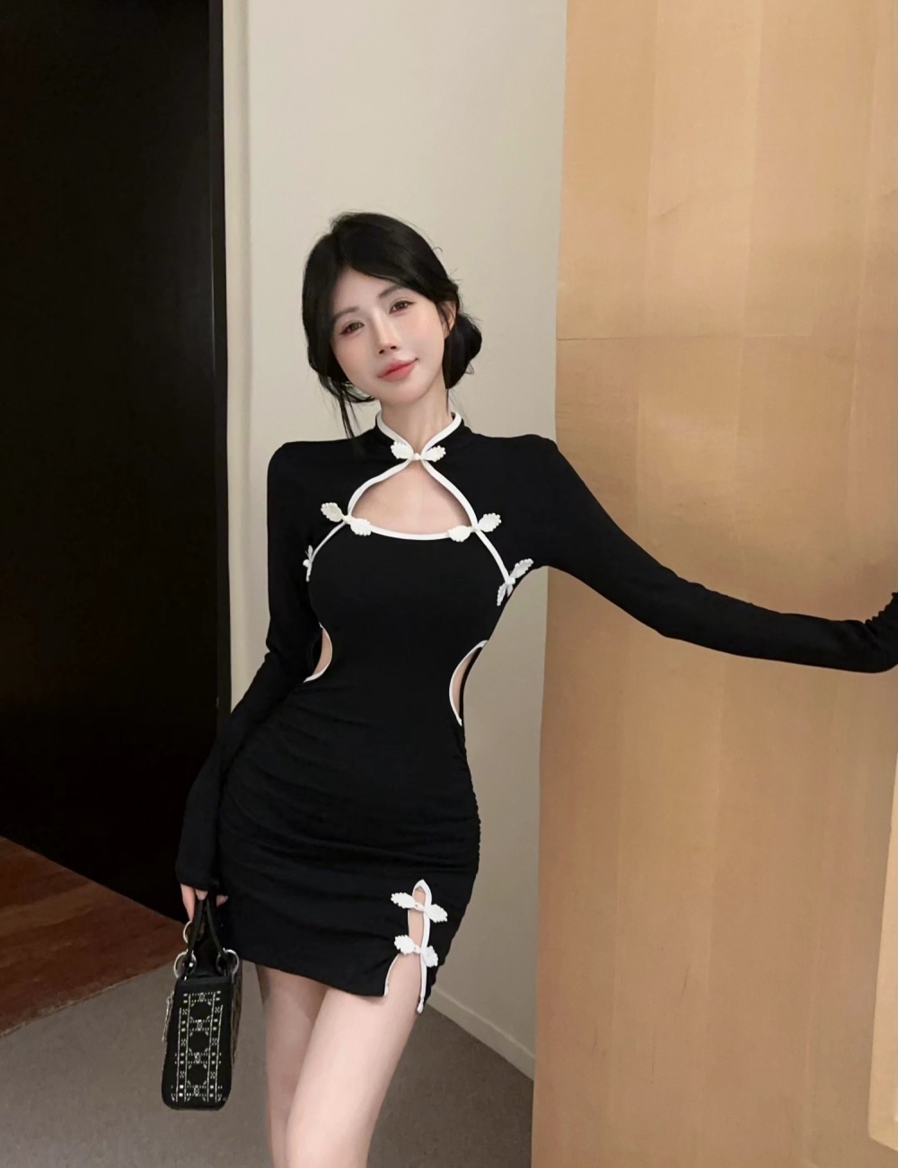 Spicegirl long sleeve dress retro cheongsam for women