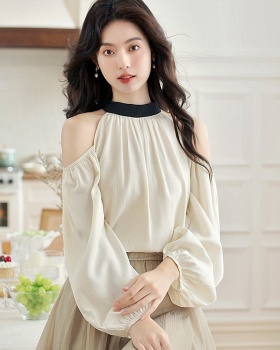 Long sleeve chiffon shirt France style tops for women