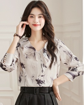 France style ink tops irregular Chinese style shirt for women