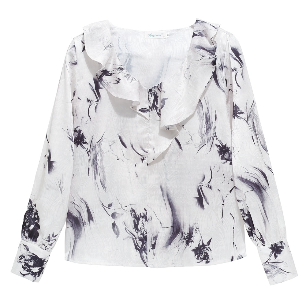 France style ink tops irregular Chinese style shirt for women