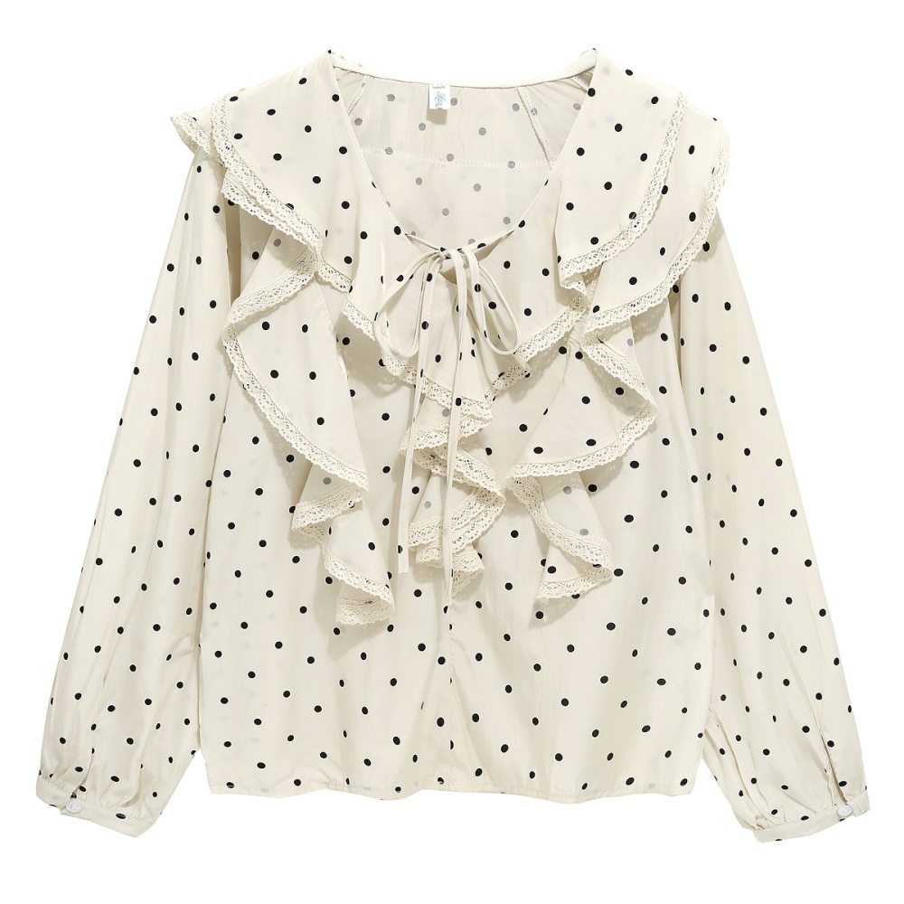 France style elegant shirt polka dot tops for women