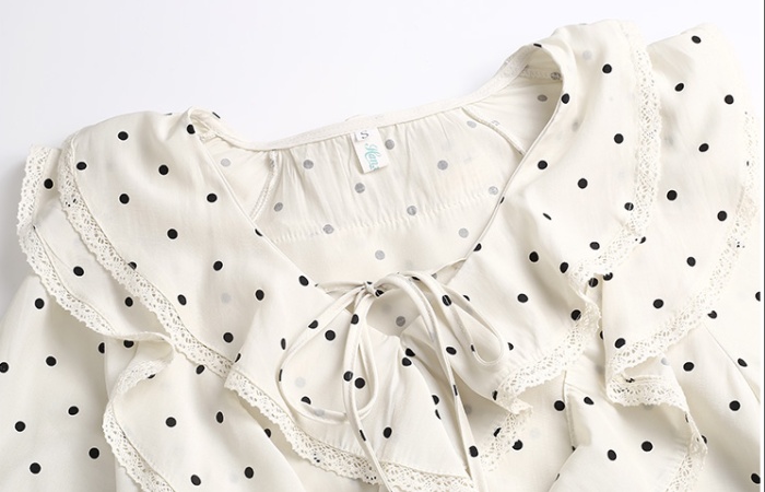 France style elegant shirt polka dot tops for women