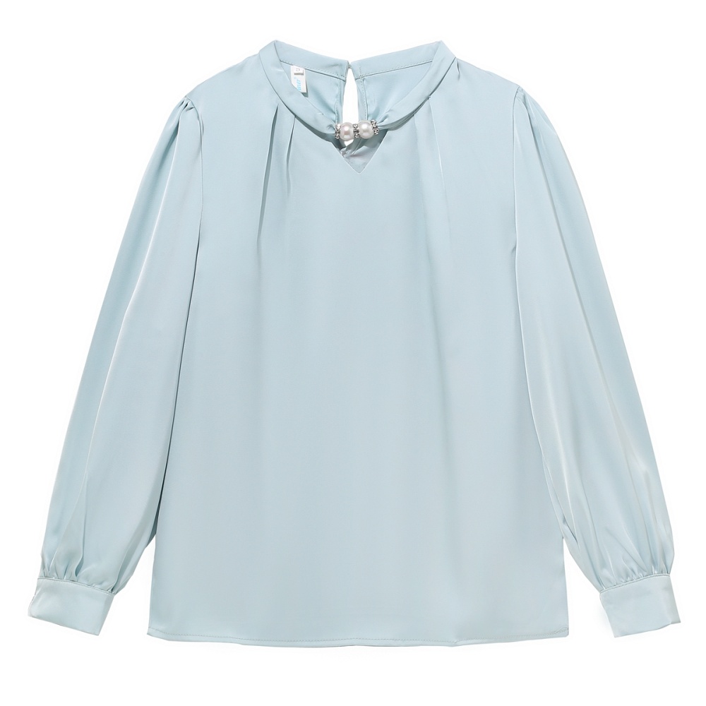 Niche satin shirt cstand collar France style tops for women