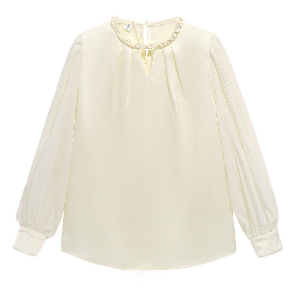 Spring crimp commuting shirt beads retro tops for women