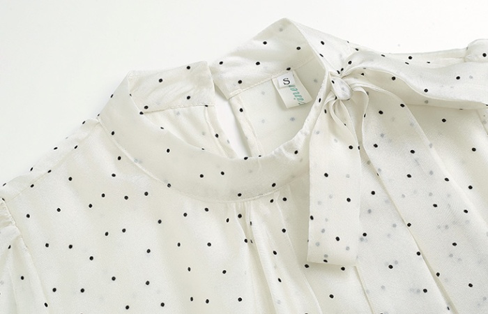 Sweet bandage tops polka dot bow chiffon shirt for women