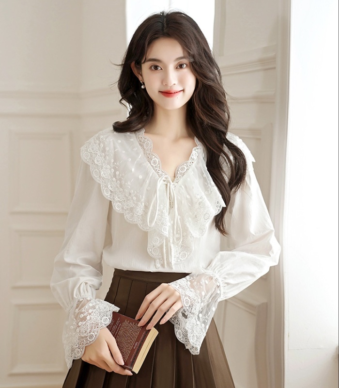 Lace France style tops spring and autumn shirt for women