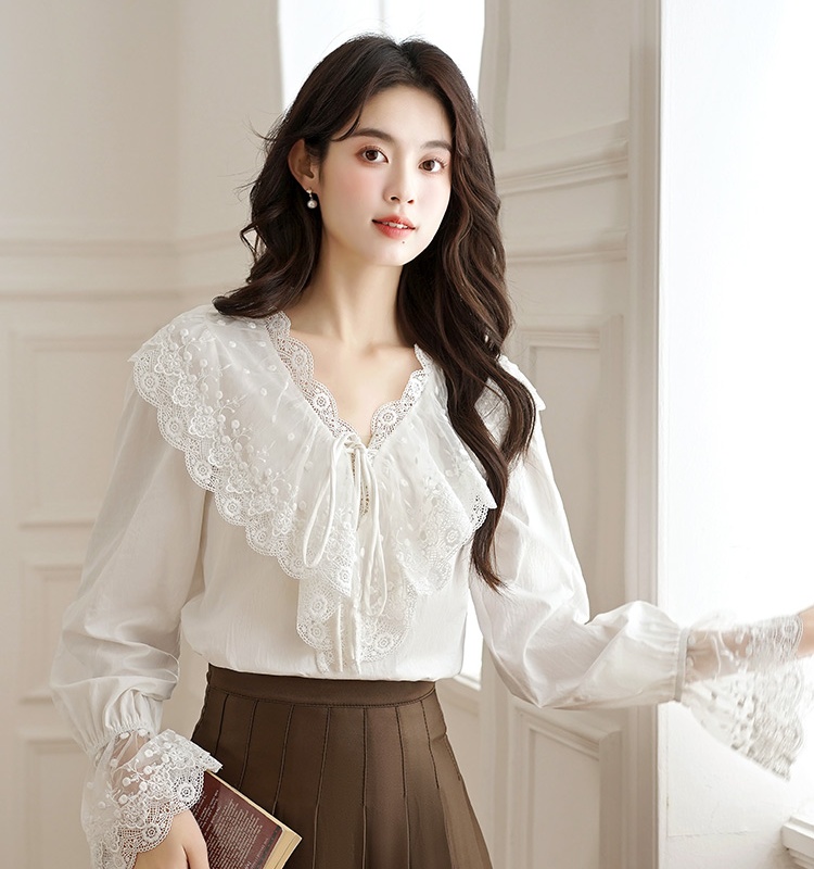 Lace France style tops spring and autumn shirt for women