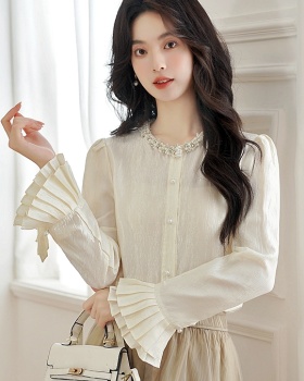 Autumn temperament tops beading small shirt for women