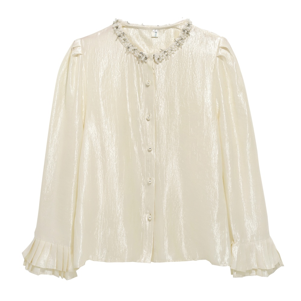 Autumn temperament tops beading small shirt for women