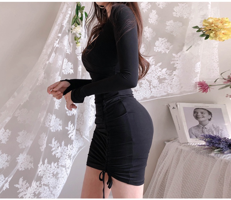 V-neck slim package hip bandage sexy autumn dress