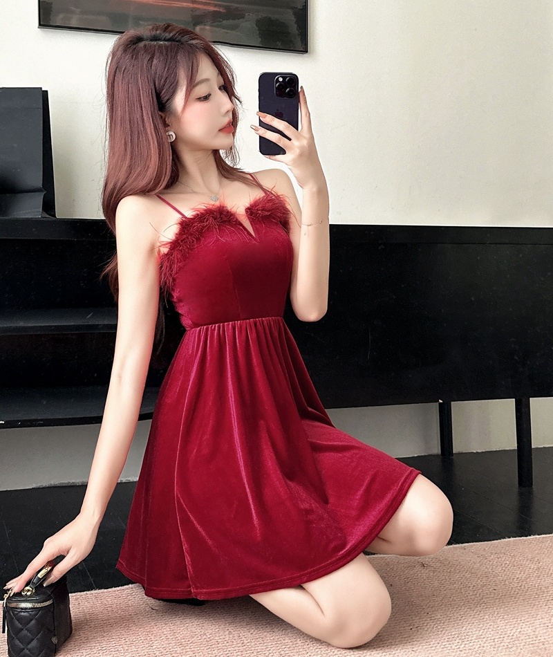 Elmo formal dress low-cut dress for women