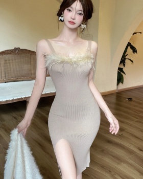 Wrapped chest elmo dress sexy long strap dress for women