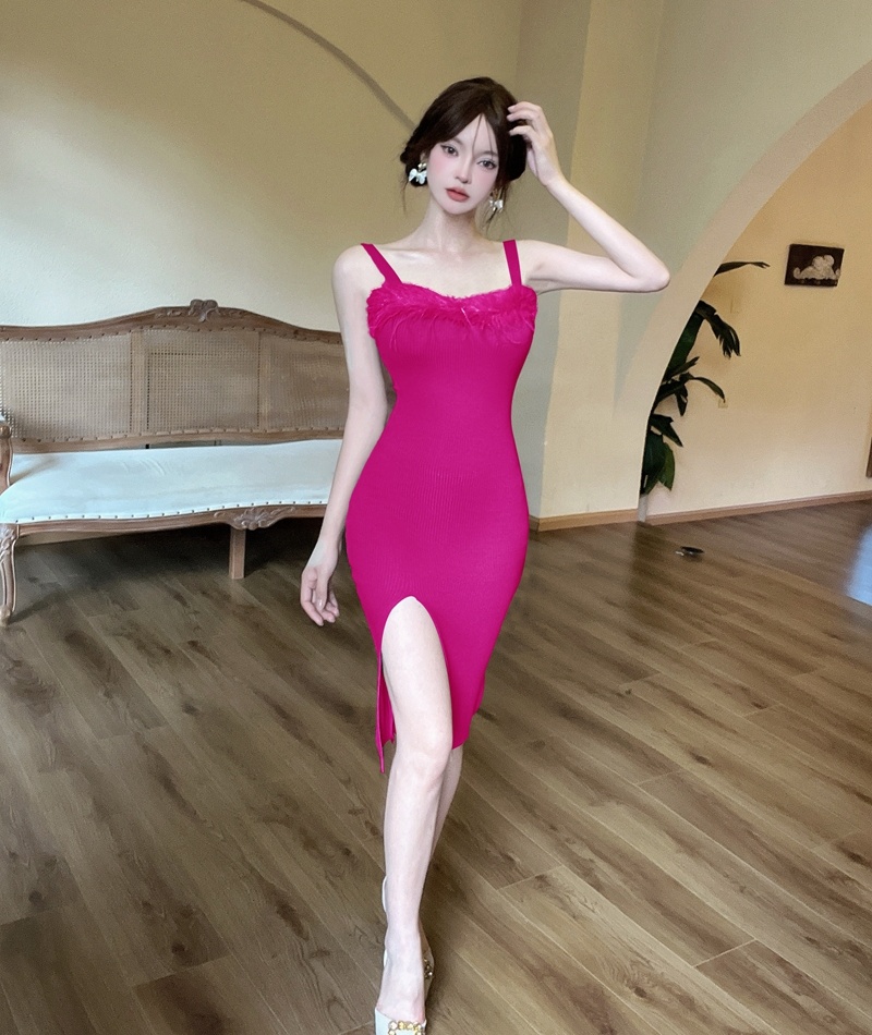 Wrapped chest elmo dress sexy long strap dress for women