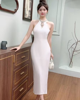 Sleeveless slim long dress package hip formal dress