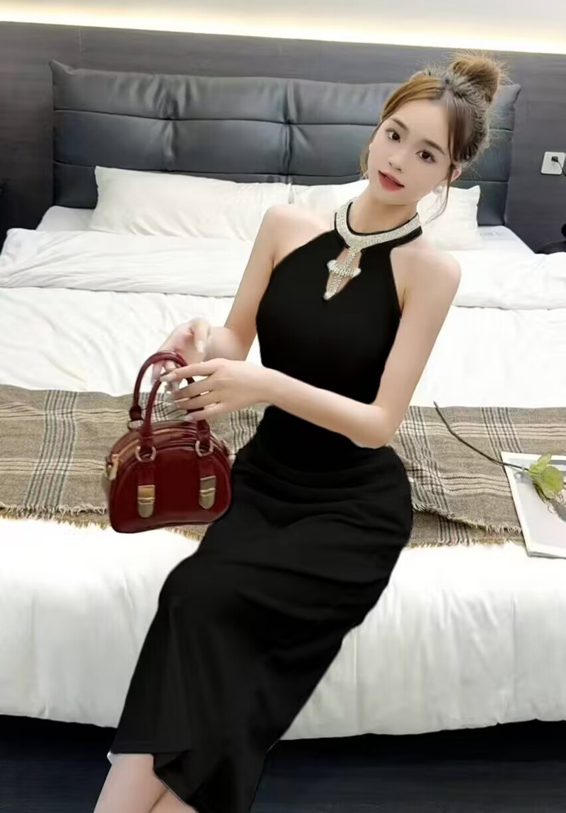 Sleeveless slim long dress package hip formal dress