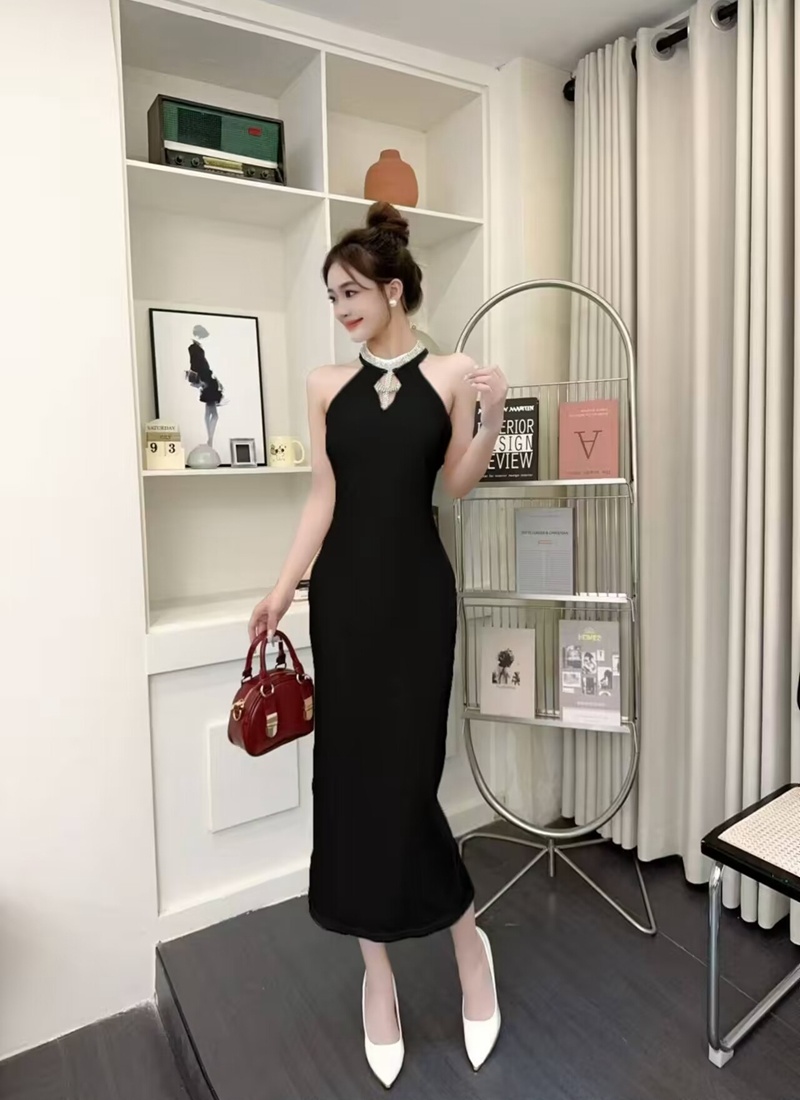 Sleeveless slim long dress package hip formal dress