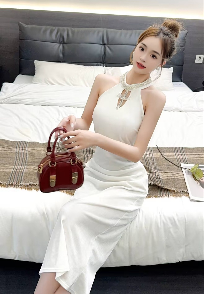 Sleeveless slim long dress package hip formal dress