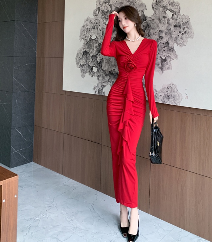 Package hip fashion long dress irregular dress