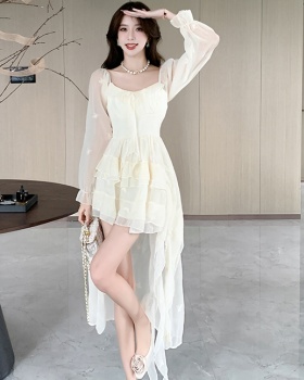 Elegant autumn dress fashion irregular long dress