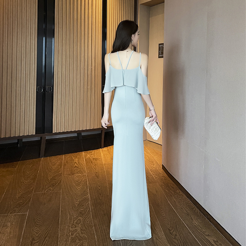 Nightclub split dress low-cut long dress for women