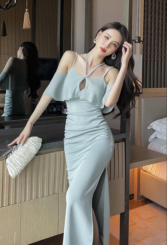 Nightclub split dress low-cut long dress for women