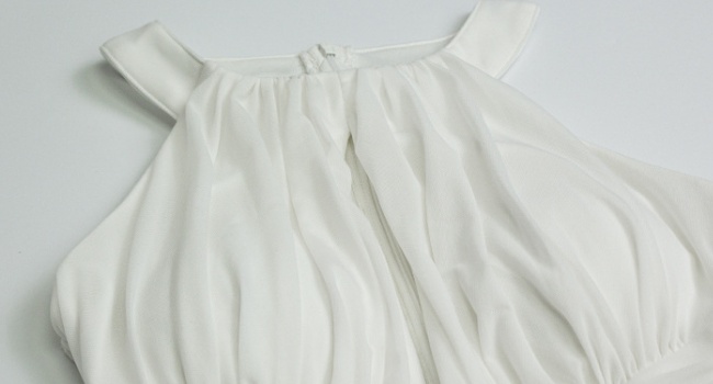 Temperament night show formal dress white halter dress