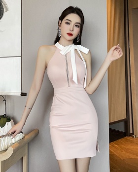 Package hip temperament T-back sleeveless dress for women