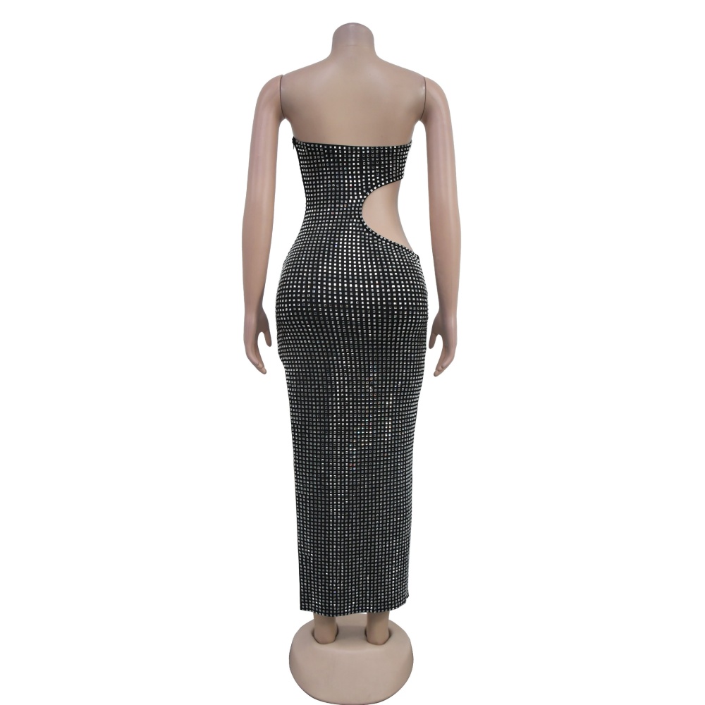 European style dress split long dress for women