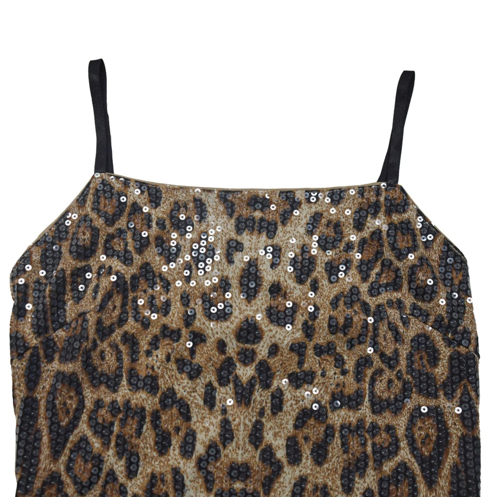 Sequins leopard sling fashion dress for women