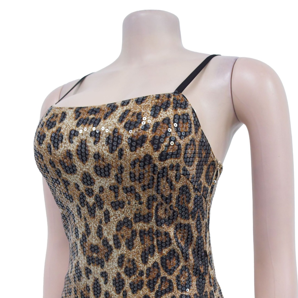 Sequins leopard sling fashion dress for women