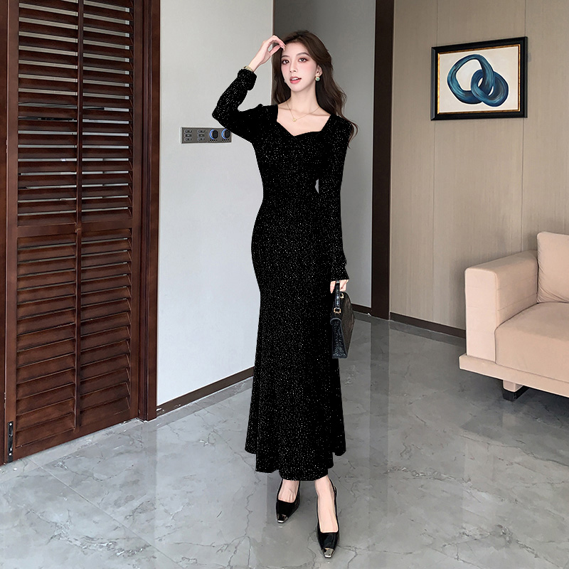 Mermaid ladies dress autumn and winter simple long dress