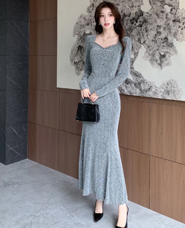 Mermaid ladies dress autumn and winter simple long dress