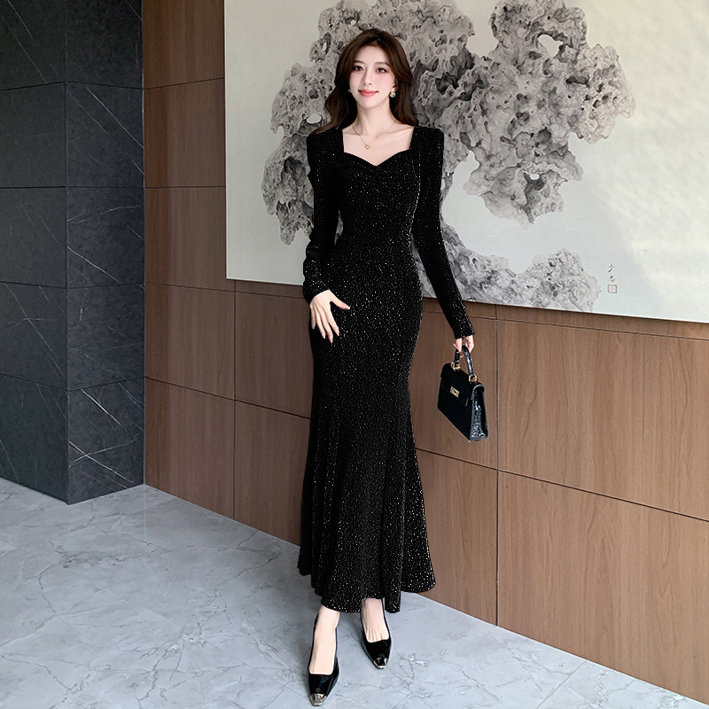 Mermaid ladies dress autumn and winter simple long dress