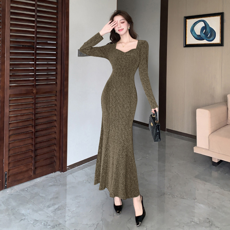 Mermaid ladies dress autumn and winter simple long dress