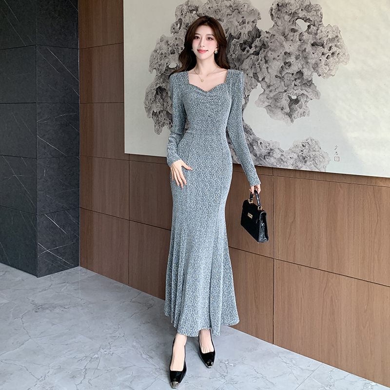 Mermaid ladies dress autumn and winter simple long dress