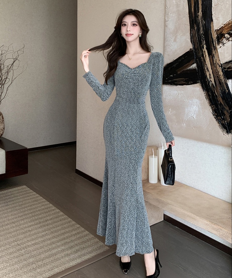 Mermaid ladies dress autumn and winter simple long dress