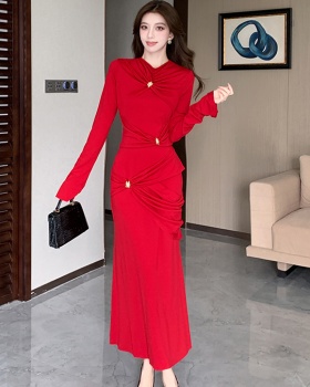 Package hip long sleeve dress slim ladies long dress