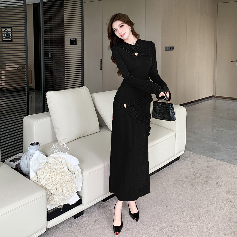 Package hip long sleeve dress slim ladies long dress