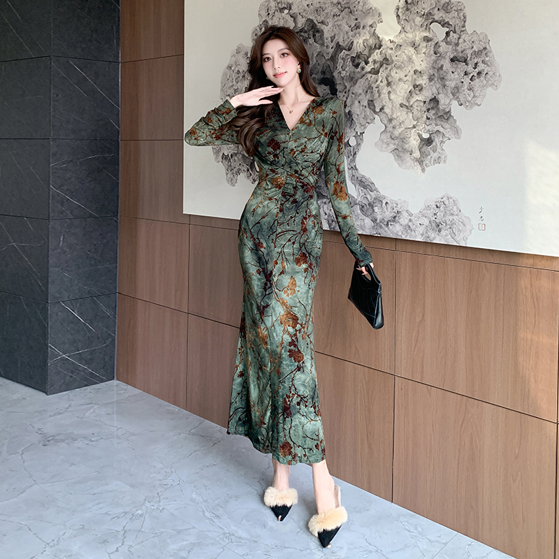 Autumn and winter long dress jumpsuit for women