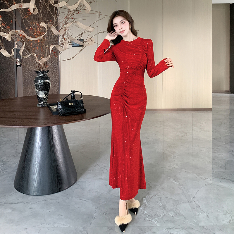 Simple liangsi jumpsuit autumn and winter long dress for women