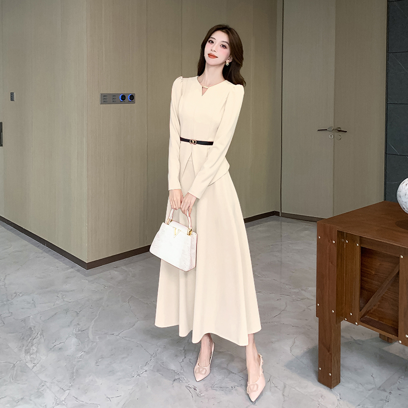 Autumn tops slim long skirt 2pcs set