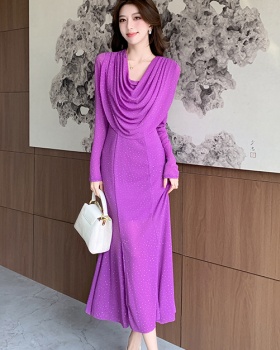 Mermaid temperament formal dress long sleeve long dress for women