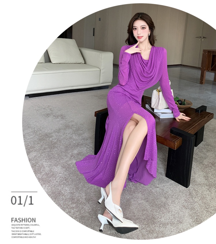 Mermaid temperament formal dress long sleeve long dress for women