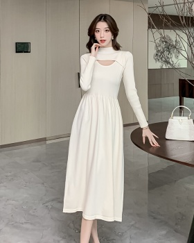 Half high collar long sleeve autumn and winter dress