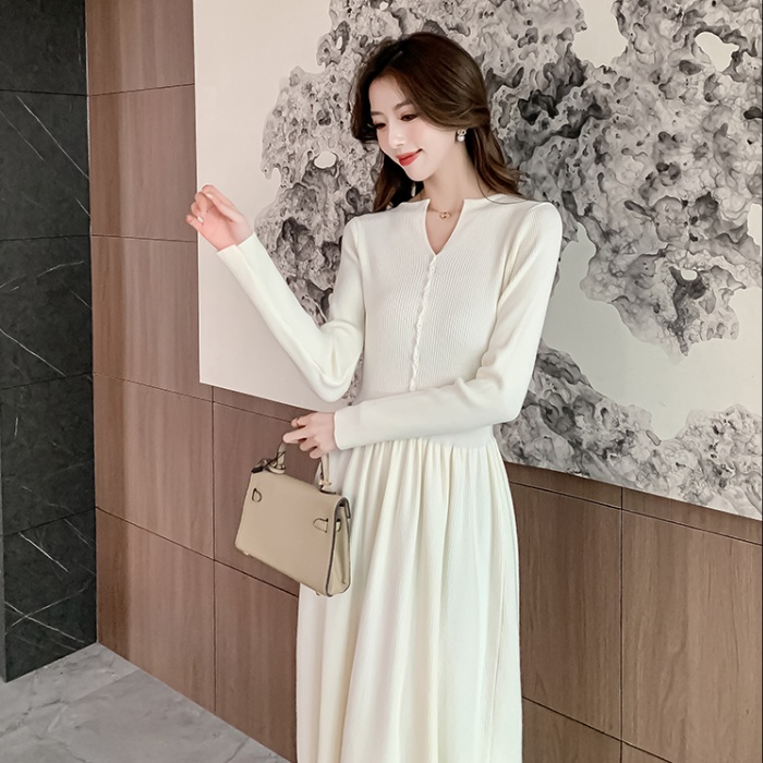 A-line Hepburn style sweater dress knitted dress